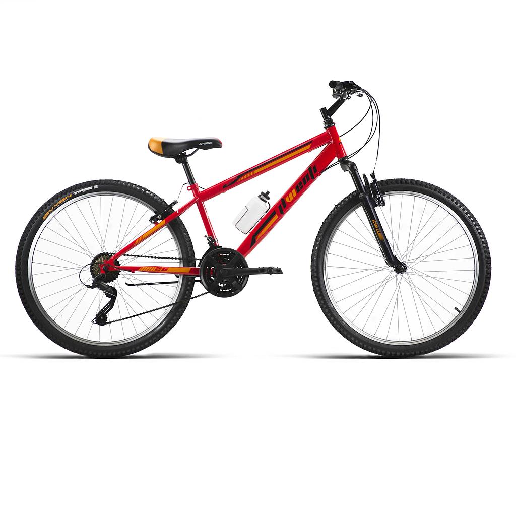 BICI 26" MTB HOMBRE ACERO "MICROSIFT" C/SUSP ROJO/NARAN. 21VEL T-18