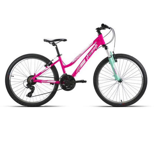 BICI 24" NIÑA ALUM SHIMANO SUSP D/MANDO 21V ROSA/VERDE T13 2022